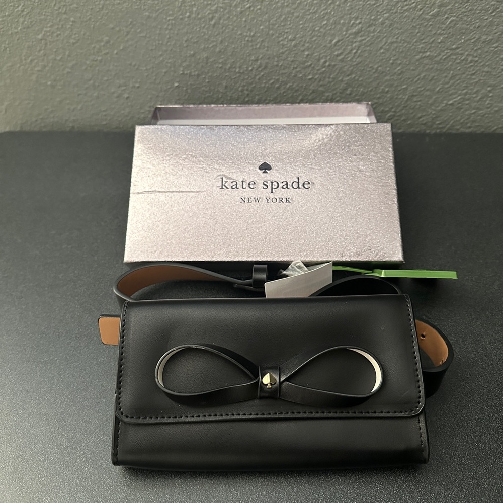 Kate Spade Black Leather Bow Belt Bag NWT NIB